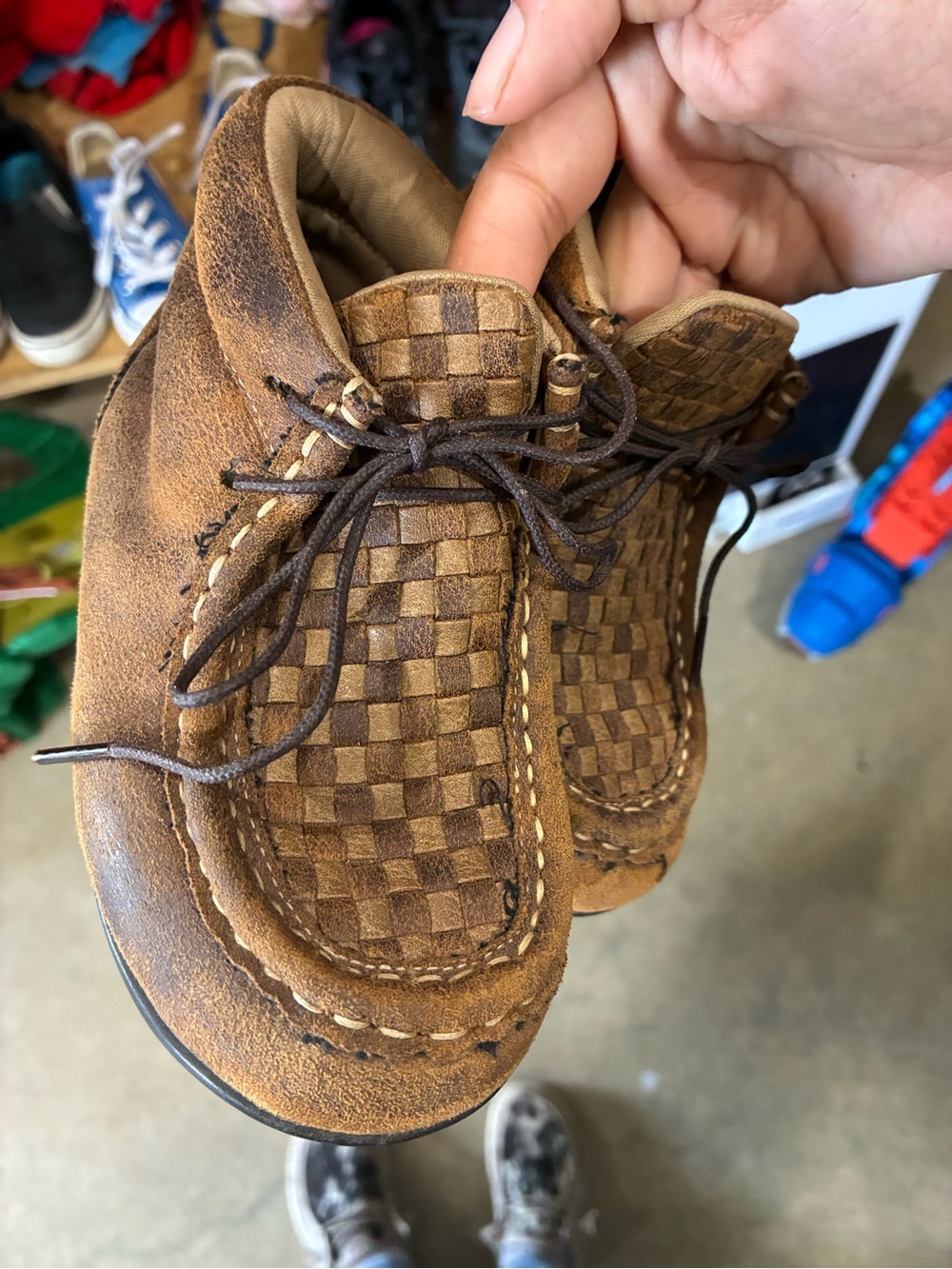 Twister Brown Woven Moccasin Kids Shoes